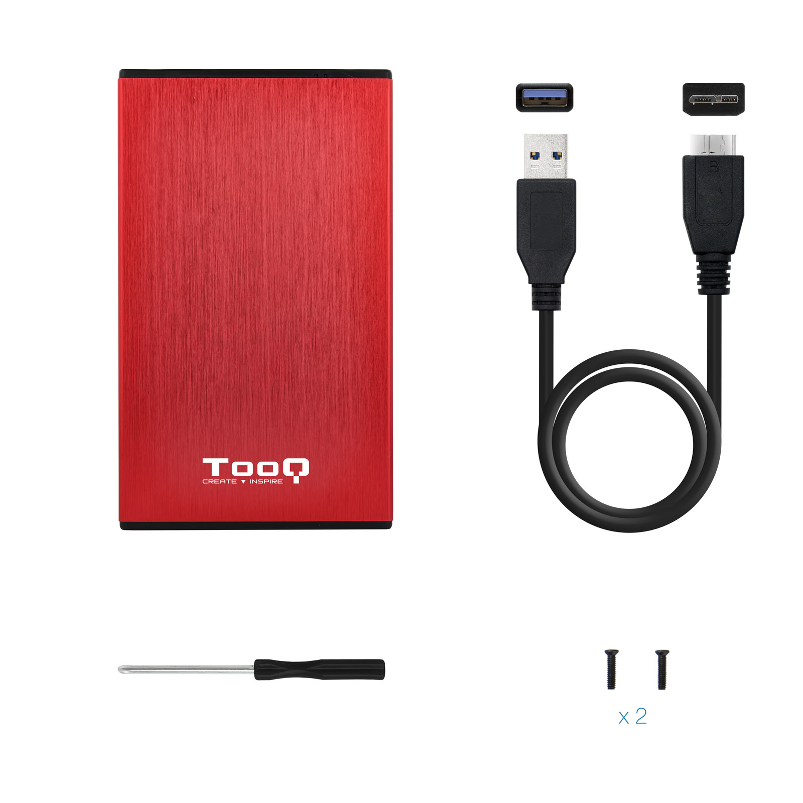 Caja externa Roja TOOQ 2.5¨ SATA USB 3.0 /3.1 Gen 1 - Imagen 4