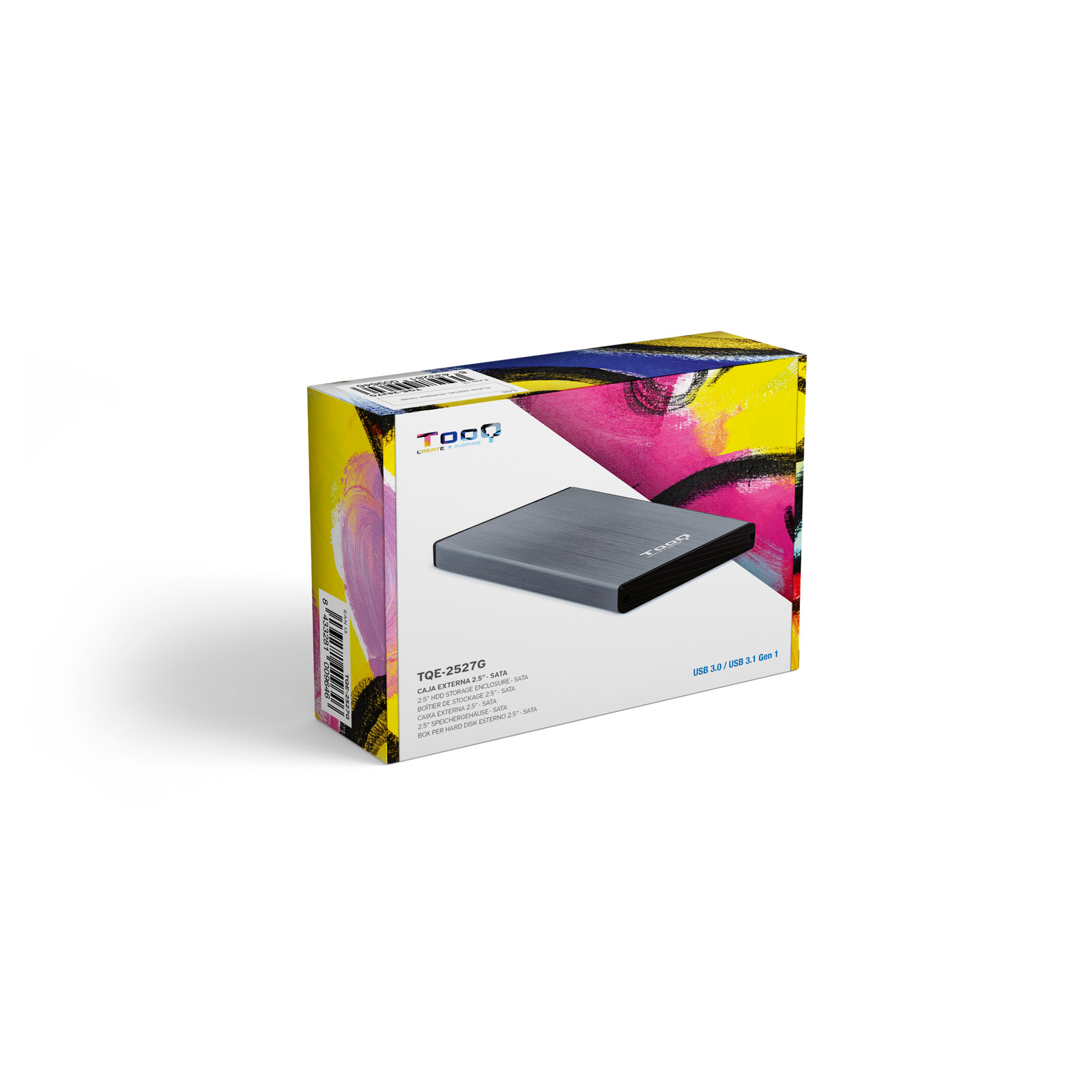 Caja externa Gris TOOQ 2.5¨ SATA USB 3.0 /3.1 Gen 1 Mod: 2527G - Imagen 6