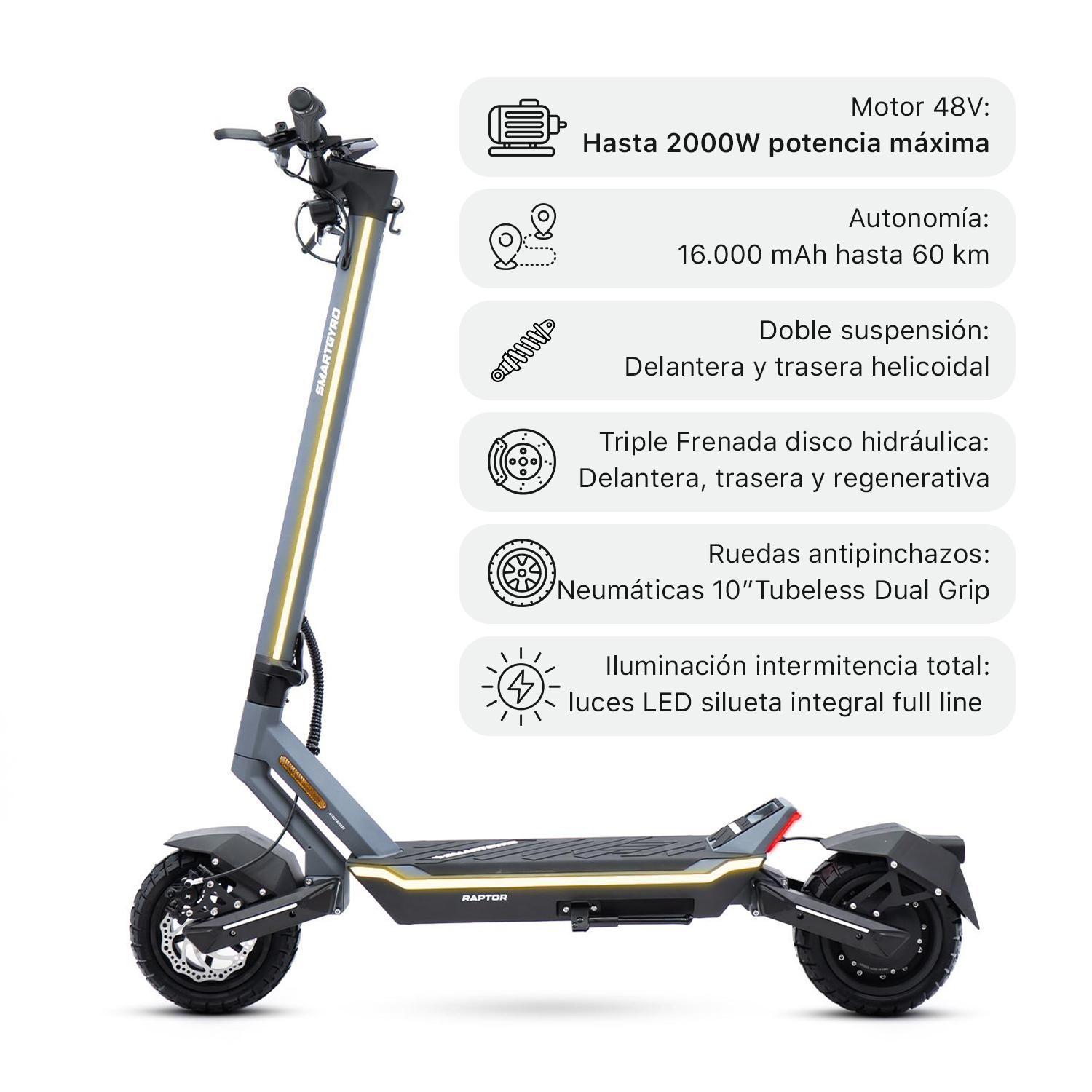 SmartGyro Raptor Evo 48v 16Ah (HOMOLOGADO) - Imagen 2